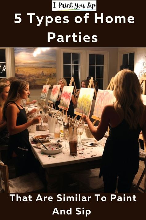 Explore creative gatherings beyond the canvas! 🎨✨ Discover 5 types of home parties that capture the essence of fun and self-expression, similar to a paint and sip event. From DIY craft nights to culinary adventures, find unique ways to bond, create, and celebrate together. Cheers to turning every home into a vibrant hub of artistic inspiration and shared memories! 🥂🖌️ Paint And Sip Event, Home Parties, Artistic Inspiration, Craft Night, Paint And Sip, Types Of Houses, House Party, House Painting, Artist Inspiration