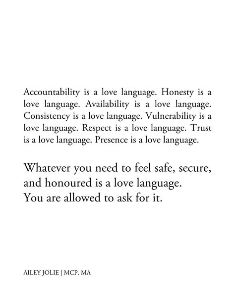 Accountability is a love language. Honesty is a love language. Availability is a love language. Consistency is a love language.… | Instagram Food Is A Love Language, Gift Giving Love Language Quotes, My Love Language Is, Love Languages Quotes, Love Language Quotes, Words Of Affirmation Love Language, Quality Time Love Language, Solitary Woman, Security Quotes