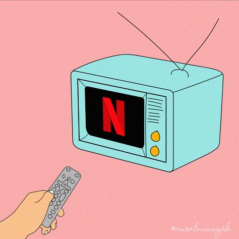 Netflix Drawing Logo, Cute Tv Drawing, Tv Astethic, Retro Tv Aesthetic, Retro Tv Drawing, Tv Graphic Design, Retro Tv Painting, Television Drawing Illustration, Netflix Illustration