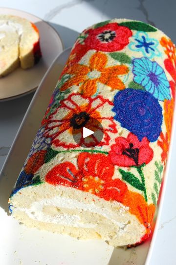 Floral Swiss Roll! 🌸 Find the full recipe on my website! 🤎 https://thesqueakymixer.com/floral-swiss-roll/ | The Squeaky Mixer | Natalie Cole · This Will Be (An Everlasting Love) Squeaky Mixer, Rolled Cakes, Fancy Baking, Sunflower Cake, Natalie Cole, Swiss Roll, Roll Cake, Cake Roll, Everlasting Love