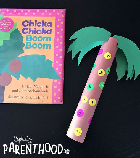 Chicka Chicka Boom Boom Crafts For Preschoolers, Coconut Activities Preschool, Chika Chika Boom Boom Craft, Chicka Chicka Boom Boom Craft, Chicka Chicka Boom Boom Preschool, Chicka Chicka Boom Boom Tree, Chicka Chicka Boom Boom Activities, Chicka Chicka Boom Boom, Chicka Chicka