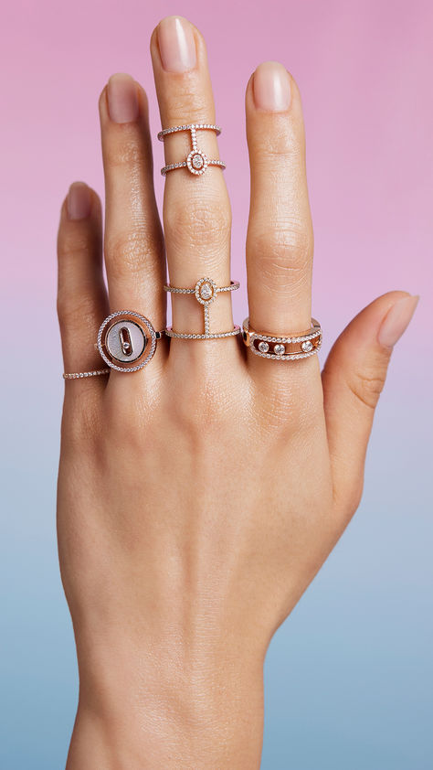 Summer is all about daring, so dress your hands with a mix-and-match selection from Messika’s iconic rings.  #Messika #MessikaSummerVibes Messika Ring, Hijab Fashion Inspiration, Hijab Fashion, Fashion Inspiration, Beautiful Jewelry, Fine Jewelry, Diamonds, Style Inspiration