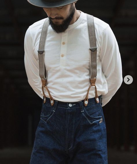 Peter Core, Jeans With Suspenders, Heritage Workwear, Men's Suspenders, Suspender Jeans, Time Clothes, Suspenders Men, Dapper Style, Vintage Mens Fashion