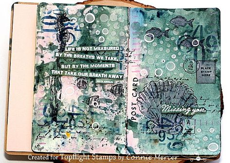 Under the Sea Art Journal page~ Under The Sea Art, Leaving Cert, Process Book, Stamps Design, Textiles Sketchbook, Gcse Art Sketchbook, Messy Art, Sea Life Art, Coral Art