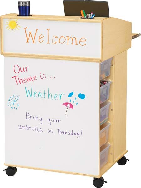 Secondary Sara: Adventures with a Standing Teacher Desk Classroom Palette, Teacher Podium, Desk Organisation Student, Teacher Desk Organization, Teacher Diy, Camping Theme Classroom, Communication Center, Desk Organization Diy, Honor Roll