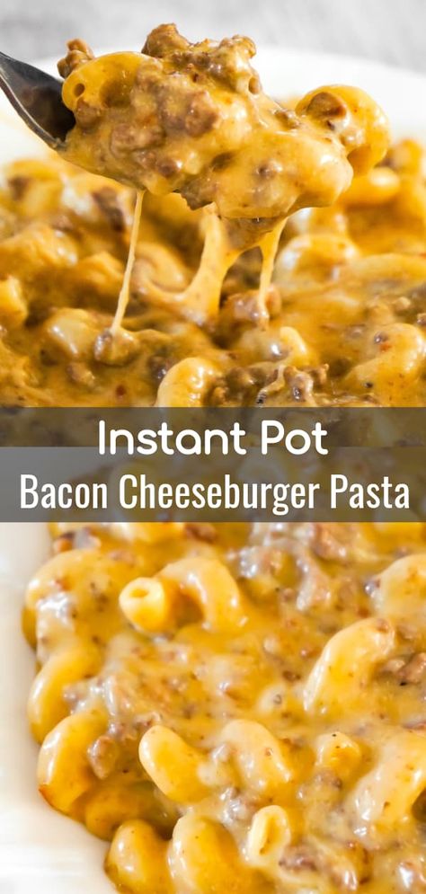 Bacon Cheeseburger Pasta, Instant Pot Bacon, Easy Ground Beef Dinner, Ground Beef Dinner, Cheeseburger Pasta, Instant Pot Pasta Recipe, Easy Ground Beef, Pot Recipes Easy, Diner Recept