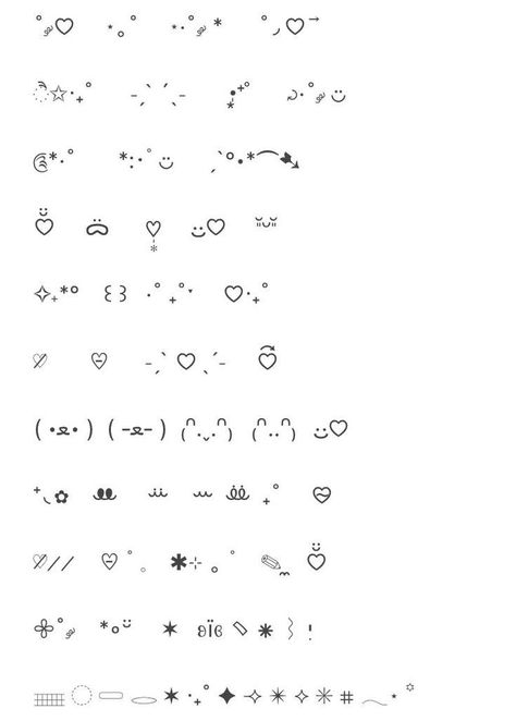 ··· Cute Symbols Aesthetic, Cute Kaomoji, Emoticons Text, Symbol Cute, Symbol Ideas, Twitter Ideas, Aesthetic Symbols, Cute Symbols, Party Font