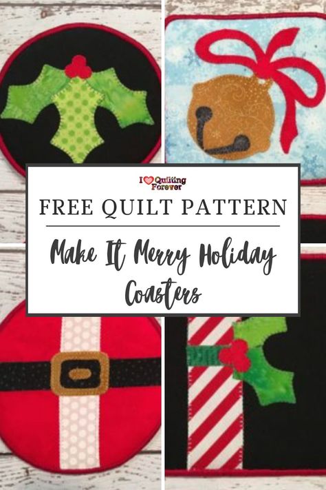 Christmas Quilted Coasters, Quilted Christmas Potholders, Quilted Coasters Patterns, Christmas Coasters Fabric, Quilted Coasters Patterns Free, Free Quilt Patterns For Beginners, Quilted Trivet, Quilt Patterns For Beginners, Christmas Potholders