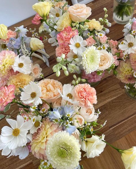 weekend recap, anna’s bridemaid bouqs edition 💛 Bouquet Inspo Aesthetic, March Wedding Centerpieces, Spring Garden Wedding Bouquet, Spring Bridal Bouquet Wildflowers, Peonies And Wildflower Bouquet, Wedding Flower Bouquets, Wildflower Peony Bouquet, Bridal Bouquet Spring Pastel Flowers, Pastel Wildflower Wedding Bouquet