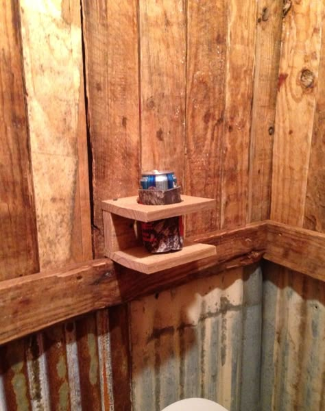 My husband says a drink holder is necessary for the man cave bathroom! Man Cave Ideas, Cave Bathroom, Garage Bathroom, Man Cave Bathroom, Ultimate Man Cave, Home Bar Design, Man Cave Basement, Cheap Bedding, Man Cave Home Bar