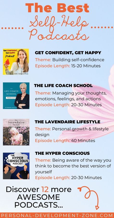 Womens Podcasts, Self Development Podcasts, Podcast Self Improvement, Podcasts For Self Confidence, How To Build Self Confidence, Podcasts Motivational, Life Podcasts, Self Help Podcasts, Improve Self Esteem