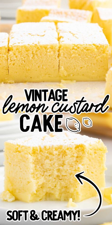 Lemon Desert, Lemon Custard Cake, Luscious Recipes, Oatmeal Pie, Magic Custard Cake, Custard Cake Recipes, Lemon Cakes, Lemon Dessert, Lemon Custard