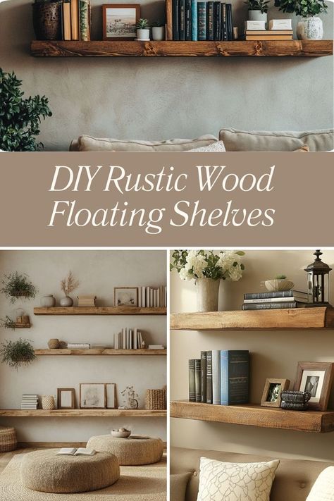 Add rustic charm to your home with DIY floating shelves made from natural wood. #DIYFloatingShelves #RusticDecor #HomeOrganization Natural Wood Shelves, Rustic Wood Shelves, Diy Floating Shelves, Rustic Wood Floating Shelves, Add Storage, Home Decor Shelves, Floating Shelves Diy, Wood Floating Shelves, Diy Shelves