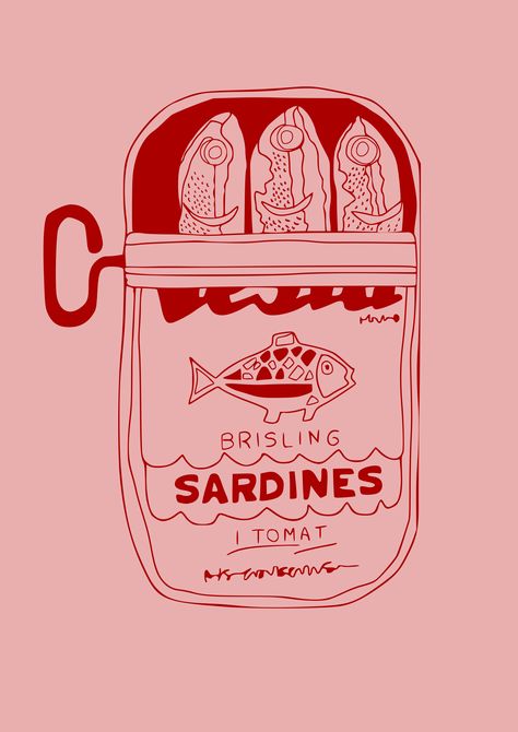 Sardine Tin, Deco Disney, Vintage Food, Fish Print, Art Collage Wall, Kitchen Art, Wall Artwork, Kitchen Wall, Retro Poster