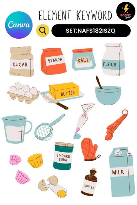 Canva Element Set Keyword | Animated | Baking Daycare Meal Plan, Children's Book Layout, Pixel Font, Keyword Elements Canva, Cake Logo, Canva Element, Different Art Styles, Canva Elements, Canva Tutorial