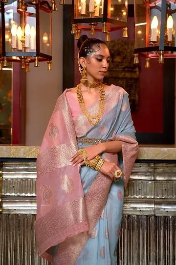 New Arrival | The Silk Trend 188/282 Linen Weaving, Build Wardrobe, Engagement Look, Linen Sarees, Color Schemes Colour Palettes, Blue Saree, Engagement Parties, Pink Linen, Indian Clothes