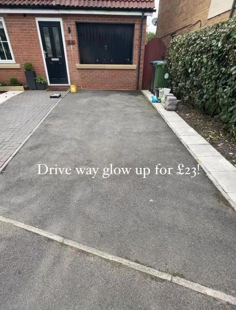 A DIY pro has revealed how she saved herself thousands by giving her drive a budget refresh for £23 – and people are struggling to believe it’s not brand-new.  After finishing up her garage conversion, DIY pro Ashley spotted that her driveway was looking a little worse for wear.  But rather than splashing out on […] Driveway Update, Garden Paving Ideas Cheap, Budget Driveway, Tarmac Driveway Ideas Curb Appeal, Driveway Divider Ideas, Affordable Driveway Ideas, Driveway On A Budget, Cheapest Driveway Ideas, Budget Driveway Ideas