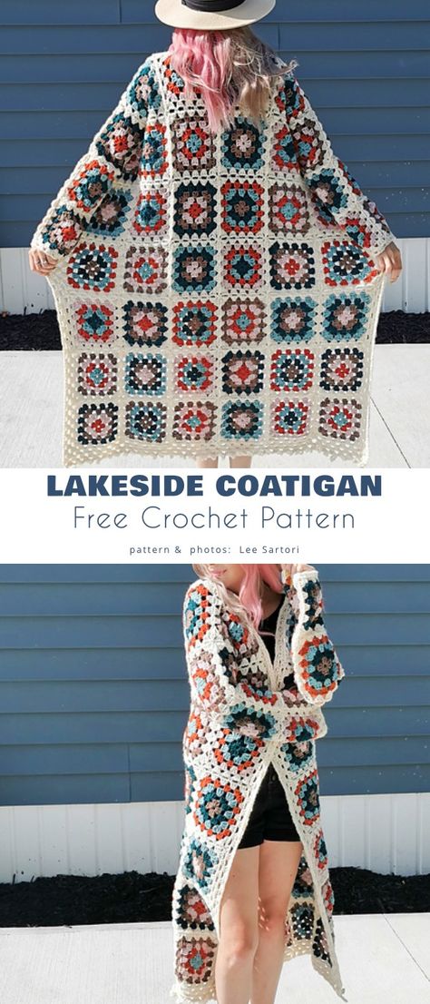 Pattern For Granny Square Cardigan, Granny Square Coatigan, How To Make A Granny Square Cardigan, Solid Granny Square Cardigan, Crochet Granny Squares Cardigan, Crochet Granny Square Cardigans, Free Crochet Granny Square Cardigan Patterns, Crochet Granny Square Jacket Pattern Free, Granny Square Coat Pattern Free