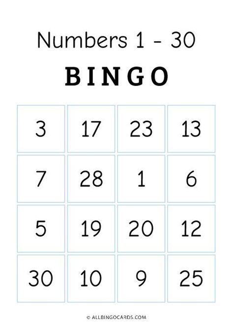 Download or create your own printable numbers 1 - 30 bingo cards. Use this bingo card generator to create custom bingo cards and games. Number Bingo, Custom Bingo Cards, Bingo Card Generator, Bingo Casino, Word Work Kindergarten, Printable Bingo Cards, Free Printable Bingo Cards, Bingo Online, Free Bingo Cards