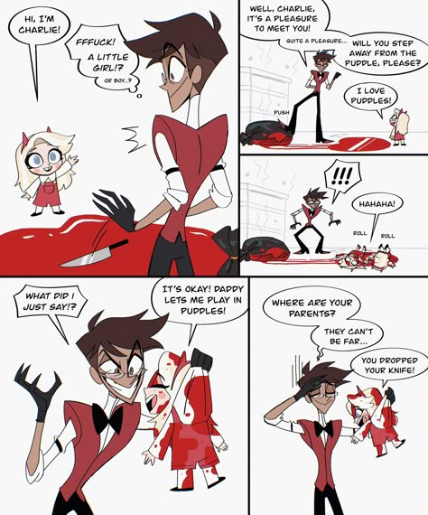 Credit to notherpuppet on X Human Alastor, Fnaf Night Guards, Hotel Trivago, H Hotel, Monster Hotel, Alastor Hazbin Hotel, Vivziepop Hazbin Hotel, Hotel Art, Hazbin Hotel