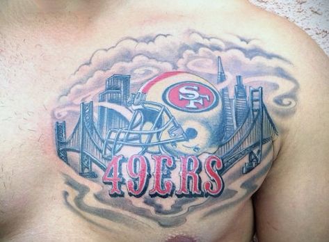 49er Tattoos, Nfl Tattoo, 49ers Tattoo, 49ers Design, Statue Of Liberty Tattoo, 49ers Helmet, Liberty Tattoo, California Gold Rush, Tattoo Meanings