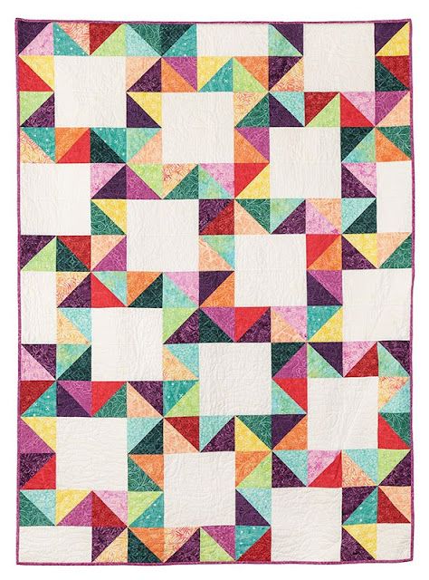 Busy Hands Quilts: Falling Stars Twin Quilt Kit in Freshly Picked Batiks! Falling Stars Quilt Pattern, Scrappy Hst Quilt Patterns, Small Quilt Patterns, Scrappy Quilting, Stars Quilt Pattern, Quilt Diy, Half Square Triangle Quilts Pattern, Triangle Quilt Pattern, Triangle Quilts