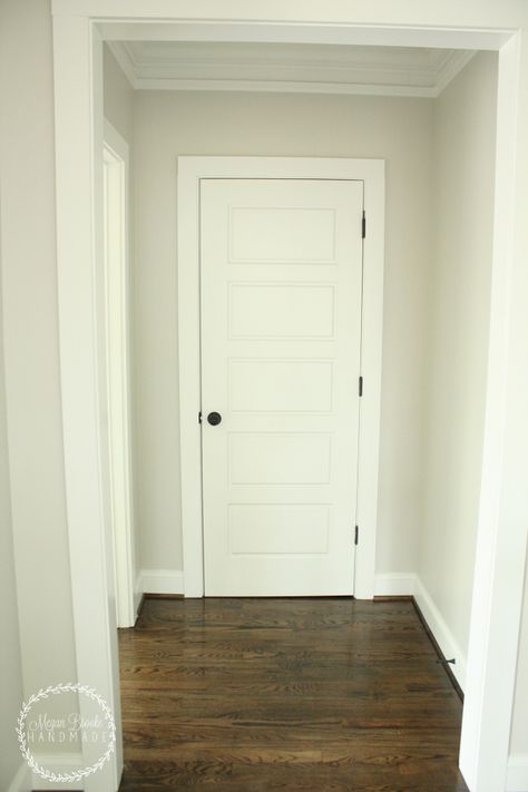 Five Panel Door, Five Panel Doors Interior, Five Panel Interior Door, White Interior Door, Panel Doors Interior, Single Panel Door, White Interior Doors, Base Molding, Interior Door Knobs