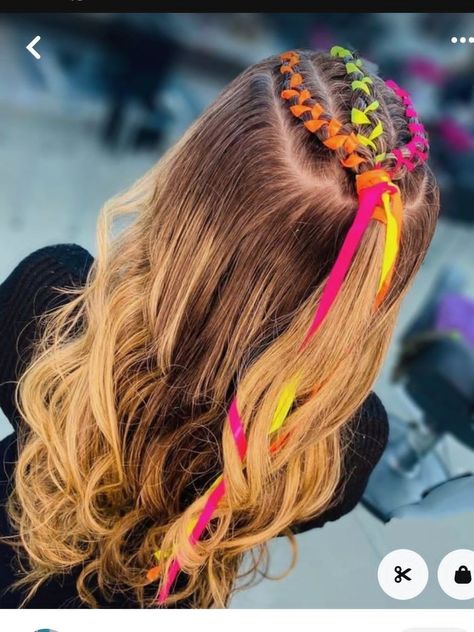 Neon Hair Accessories, Hairstyles For Girls Braids, Neon Hairstyles, Cute Birthday Hairstyles, Princess Curls, Baby Hairstyle, Hair Accessories Braids, Braids Curls, Easy Hairstyles For Thick Hair