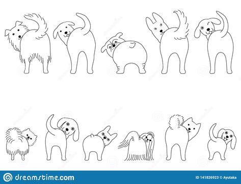 Illustration about Set of line art funny dogs showing their butts, small dogs and Large dogs in two rows. Illustration of labrador, banner, foot - 141826923 Dog Line Drawing, Rose Drawing Tattoo, Dog Line Art, Logo Animal, Dog Line, Minimalist Drawing, Pet Logo Design, Dog Illustration, Art Funny