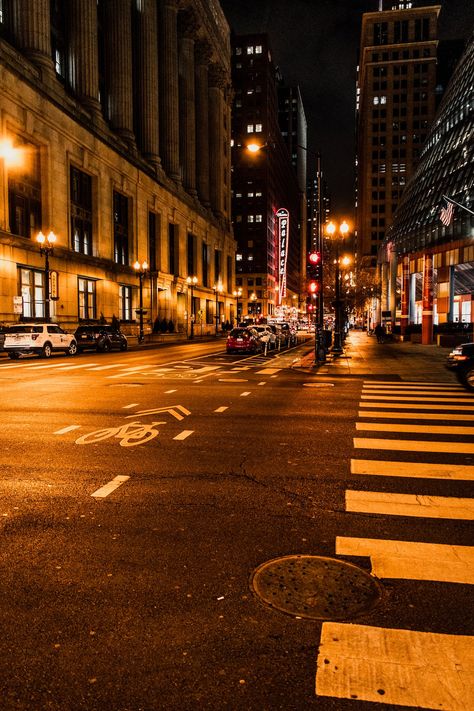 Free Street in City at Night Stock Photo Night City Photography, Night Street Photography, Cities At Night, City Streets Photography, Street Background, Night Time Photography, City Life Photography, Night In The City, Fall City