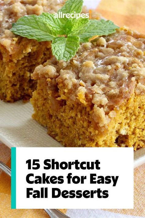 Easy Cakes For Thanksgiving, Fall Bundt Cake Recipes From Mix Boxes, Fall Dessert Recipes Easy Cake Mixes, Spice Cake Hacks, Cake Mix Fall Desserts, Coffee Cake From Cake Mix Recipe, Pumpkin Cake Using Box Cake, Spice Cake Dessert Recipes, Desserts With Spice Cake Mix Boxes