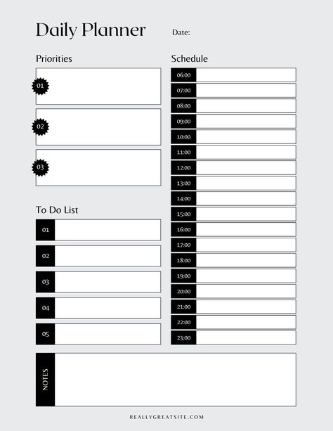 Black and White Minimal Daily Planner Template Daily Planner Black And White, Planner Black And White, Student Daily Planner, Simple Daily Planner, Daily Work Planner, Table Planner, Free Planner Templates, Daily Planner Printables Free, Free Daily Planner