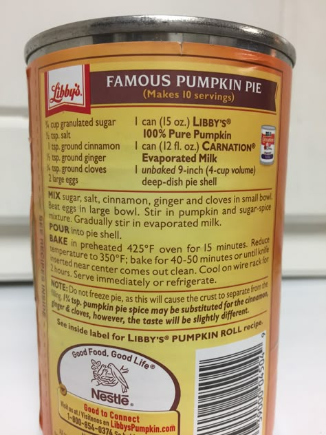 Libby’s pumpkin pie *for firmer texture, only use 2/3’s can of evaporated milk Libbys Pumpkin, Libbys Pumpkin Pie, Pumpkin Pie Ingredients, Pie Filling Recipes, Pumpkin Pie Mix, Easy Pumpkin Pie, Pumpkin Pie Recipe, Homemade Pumpkin Pie, Raspberry Smoothie