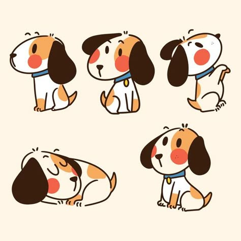 Cartoon Beagle Drawing, How To Draw A Beagle, Beagle Illustration Cute, Beagle Character Design, Cute Dogs Illustration, Cute Beagle Drawing, Dog Cute Illustration, Cartoon Dogs Character Design, Beagle Dog Drawing