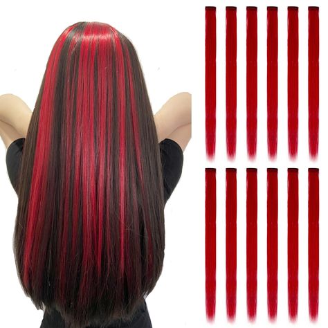 Colored Red Hair, Red Hair Extensions Clip In, Red Hair Spray, Rainbow Hair Extensions, Fake Hair Extensions, Hair Extensions Straight, Red Hair Clips, Red Hair Extensions, Red Ombre Hair