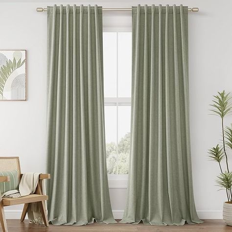 Amazon.com: Guken White Linen Blackout Curtains 102 Inch Length 2 Panels Set for Living Room Bedroom Back Tab Thermal Insulated 100% Black Out Linen Drapes Room Darkening Window Curtains 102 Inches Long White : Home & Kitchen Sage Green Curtains Nursery, Olive Curtains Living Room, Sage Curtains Living Rooms, Olive Curtains Bedroom, Green Curtains Nursery, Sage Green Curtains Living Room, Green Curtains Bedroom Ideas, Sage Green Curtains Bedroom, Blackout Curtains Bedroom Ideas