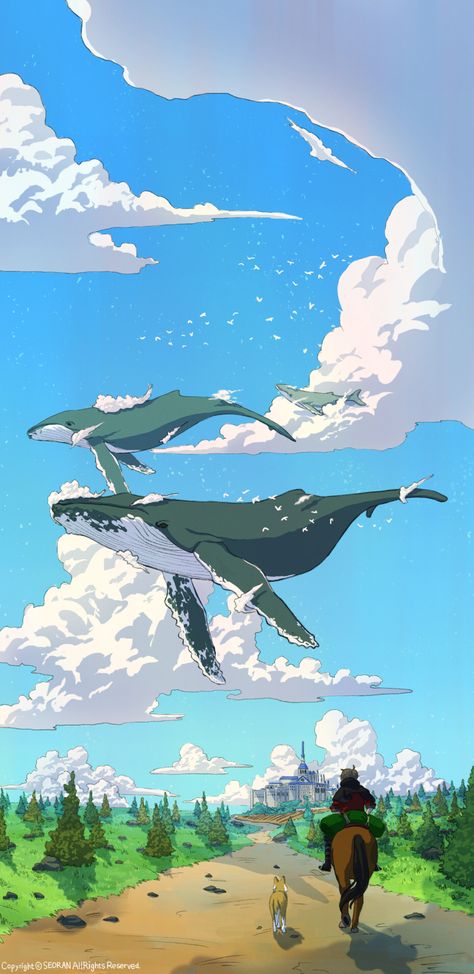 ArtStation - Journey, Panseo Hwang Whales In The Sky, Journey Illustration, Best Guacamole, Flying In The Sky, Whale Illustration, Best Guacamole Recipe, Whale Art, Japon Illustration, Guacamole Recipe