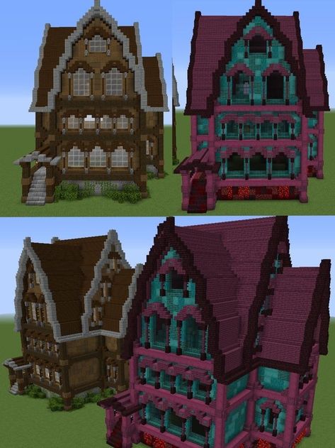 Nether House, Hello Kitty Minecraft, Nether Minecraft, Minecraft House Ideas, Minecraft Building Guide, House In Minecraft, Minecraft Structures, Minecraft Cottage, Minecraft Medieval