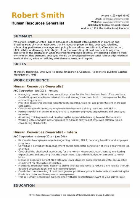 Human Resources Generalist Resume Samples | QwikResume Human Resources Career, Human Resources Resume, Hr Resume, Resume Summary Examples, Resume Objective Statement, Project Manager Resume, Resume Pdf, Resume Guide, Resume Objective Examples