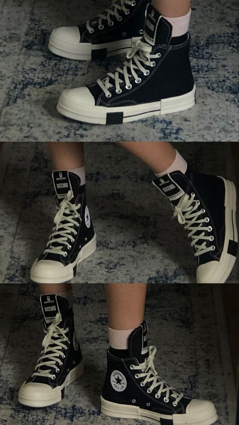 How To Style Rick Owens, Drkshdw Converse Outfit, Rick Converse, Rick Owens Drkshdw Outfit, Drkshdw Outfit, Rick Owens Fit, Converse Drkshdw, Rick Owens Aesthetic, Rick Owens X Converse