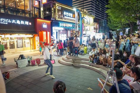 What to do in Hongdae Seoul • All You Need to Know About Hongdae Seoul Hongdae, Vacation Suitcase, Hongdae Seoul, Dance Goals, Best Bucket List, Korea Trip, Korea Travel, Street Design, Instagram Handle