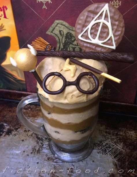 Harry Potter Ice Cream, Homemade Pumpkin Ice Cream, Brownie Parfait, Fiction Food, Butterscotch Brownies, Happy Birthday Harry, Classroom Holiday Party, Pocky Sticks, Geek Food