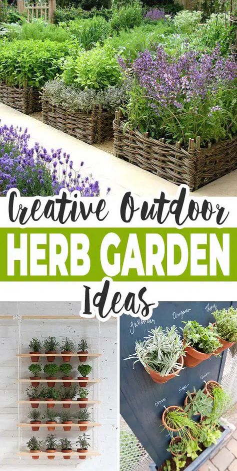 Creative Outdoor Herb Garden Ideas • The Garden Glove Small Outdoor Herb Garden Ideas, Kitchen Herb Garden Ideas, Outdoor Herb Garden Ideas, Herb Garden Ideas Outdoor, Patio Herb Garden, Herb Garden Ideas, Herb Garden Planter, Small Herb Gardens, Outdoor Herb Garden