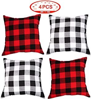 Amazon.com: pillow covers Farmhouse Decorative Pillows, Buffalo Plaid Pillows, Buffalo Check Pillows, Plaid Throw Pillows, Plaid Pillow Covers, Plaid Decor, Plaid Pillow, Plaid Throw, Outdoor Pillow Covers