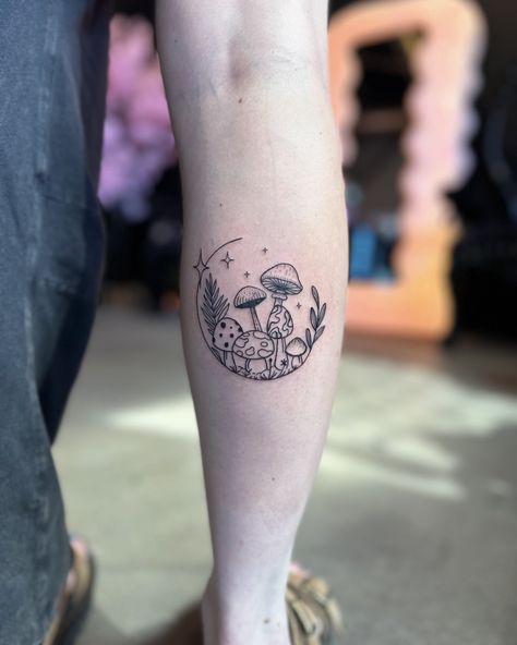 Savannah Harris | 🍄 Do you know the mushroom man? 🍄 I love me some sparkles, shroomies and a half circle. You want Linework only? No problem. Thats my… | Instagram Fine Line Mushroom Tattoo, Mushroom Man, Mushroom Tattoo, Mushroom Tattoos, Female Tattoo Artists, I Love Me, Line Work Tattoo, The Mushroom, Half Circle