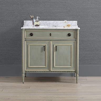 Etienne 36" Single Bath Vanity - French Patina Single Vanity Faucet Hardware, Kids Bathrooms, Powder Room Remodel, 36" Vanity, Powder Room Vanity, Double Bath, Small Bathroom Vanities, Marble Backsplash, Green Patina