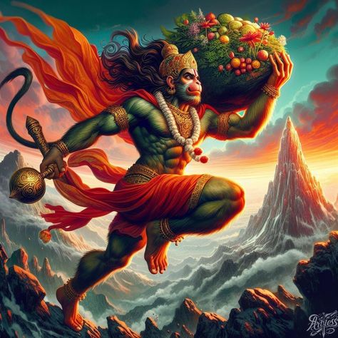 Jai Hanuman 🙏:: Laye Sanjivan Lakhan Jiyaye 🪔🌿 Hanuman Holding Mountain, Rudra Hanuman, Loyalty Symbol, Hanuman Photos, Lord Rama, Shri Ram Photo, Jai Hanuman, Ram Photos, Shri Ram