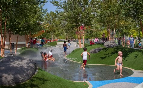 Public Playground, Spray Park, Water Playground, Sport Park, Children Park, Park Playground, Water Play, Playground Design, Green Architecture