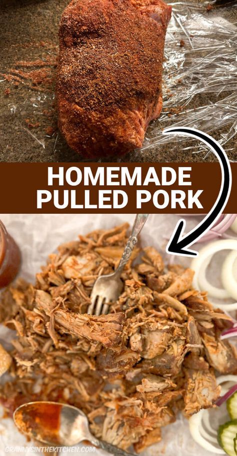 Tender, juicy pulled pork made easy – our homemade recipe is oven-baked to perfection, with a flavorful spice rub that will have you licking your fingers! Barbecue Pulled Pork Recipe, Homemade Pulled Pork, Easy Pulled Pork Recipe, Easy Pulled Pork, Pork Nachos, Pulled Pork Recipe, Pork Recipes Easy, Gluten Free Chili, Side Dishes For Bbq