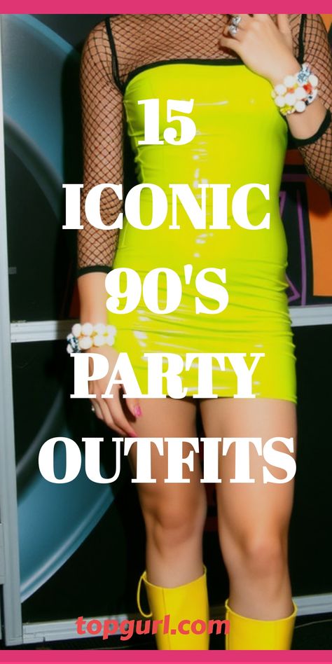 Channel the Spice Girls or grunge icons with these creative 90s party outfits. It’s all about mixing fun and nostalgia. Find your perfect look now! 90s Fashion Outfits Night Out, Boots 90s Style, Neon 90s Party Outfit, Outfits For 90's Party, Best 90s Outfits For Party, 90s Birthday Outfit Ideas, 90s Metallic Fashion, Famous 90s Outfits, 90s Fashion Women Party